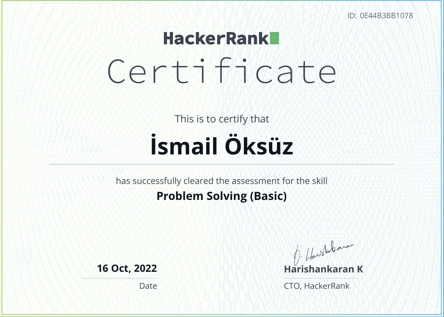 HackerRank Sertifikası 3