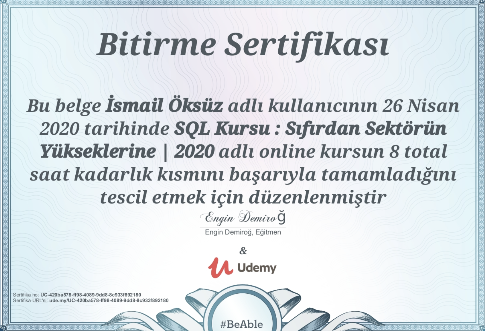 Udemy Sertifikası 6