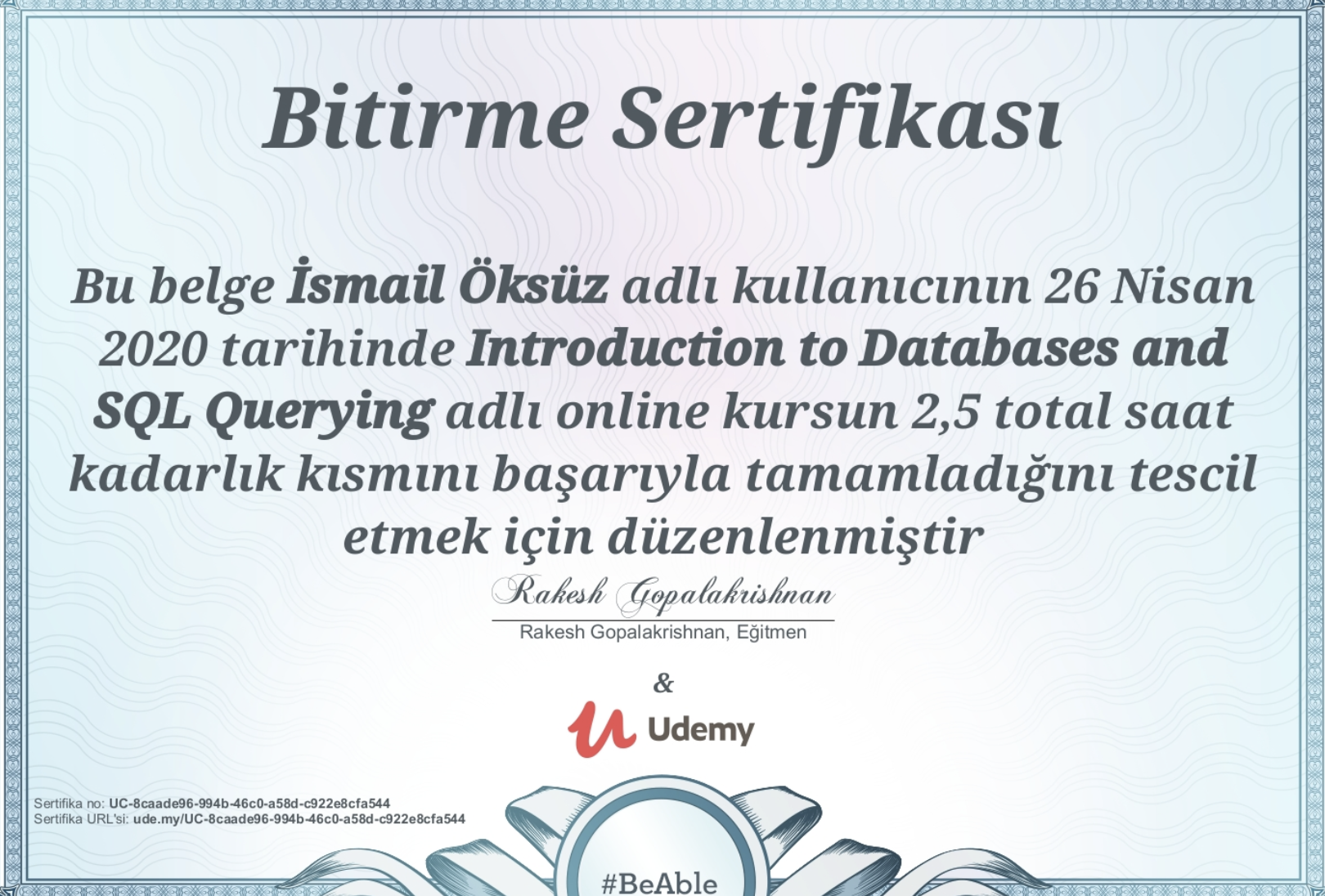 Udemy Sertifikası 7